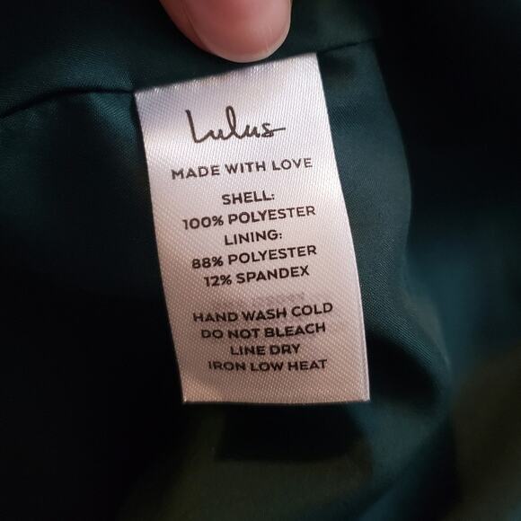 Lulus Tie Shoulder Satin Maxi Dress Green Gown Side Slit L - Picture 5 of 9